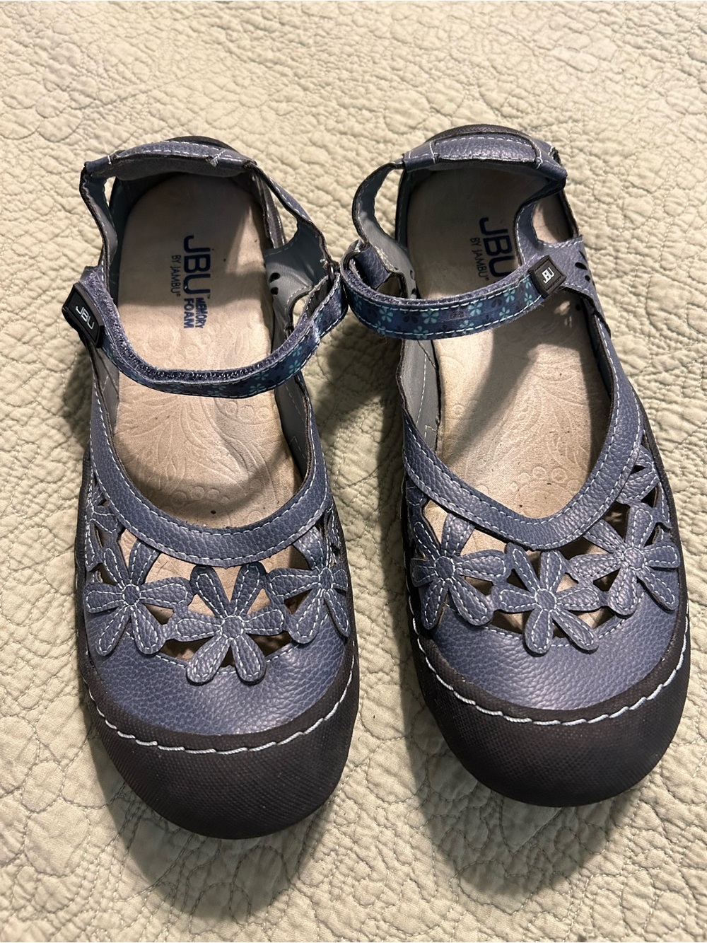 JBU Blue Floral Mary Jane Shoes